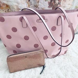 Kate Spade Pink Sparkle Tote and Pink Glitter Wallet